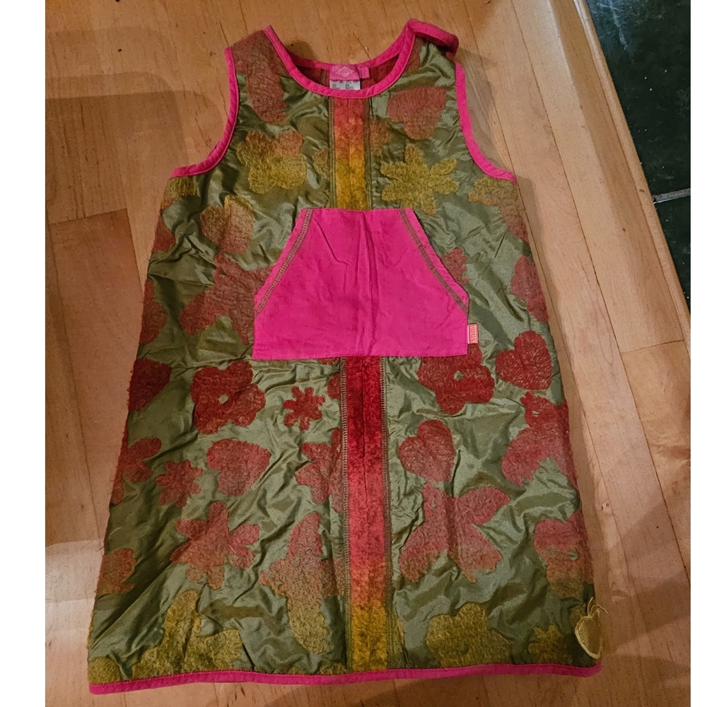 Oilily Floral Green and Pink Padded Sleeveless Dress